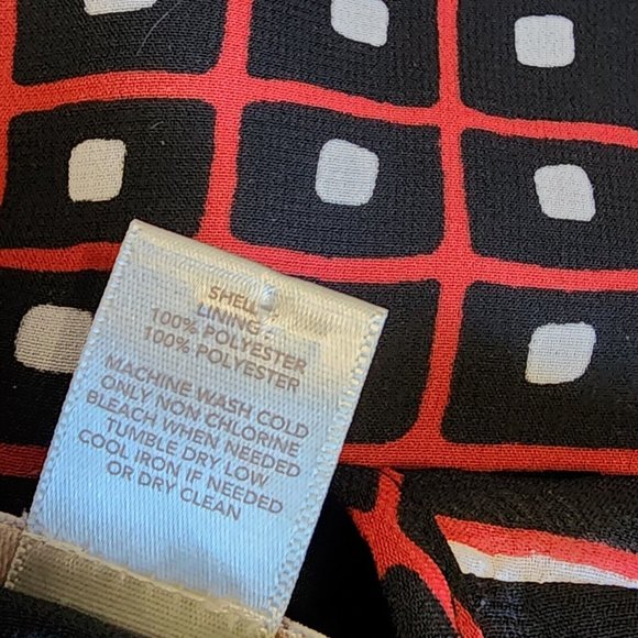 Ann Taylor Loft Outlet Dress Womens Size XXS Petite Red Black Geometric Zip Up - Picture 4 of 5